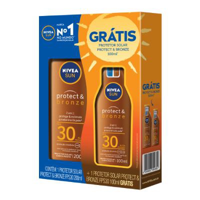 Protetor Solar Nivea Sun Protect e Bronze FPS30 200ml + 100ml Grátis